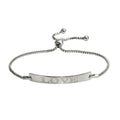 Rhodium Plated 925 Sterling Silver Love Bar Lariat Bracelet - DIB00065RH