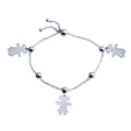 Rhodium Plated 925 Sterling Silver Girl Charm Lariat Bracelet - DIB00067RH