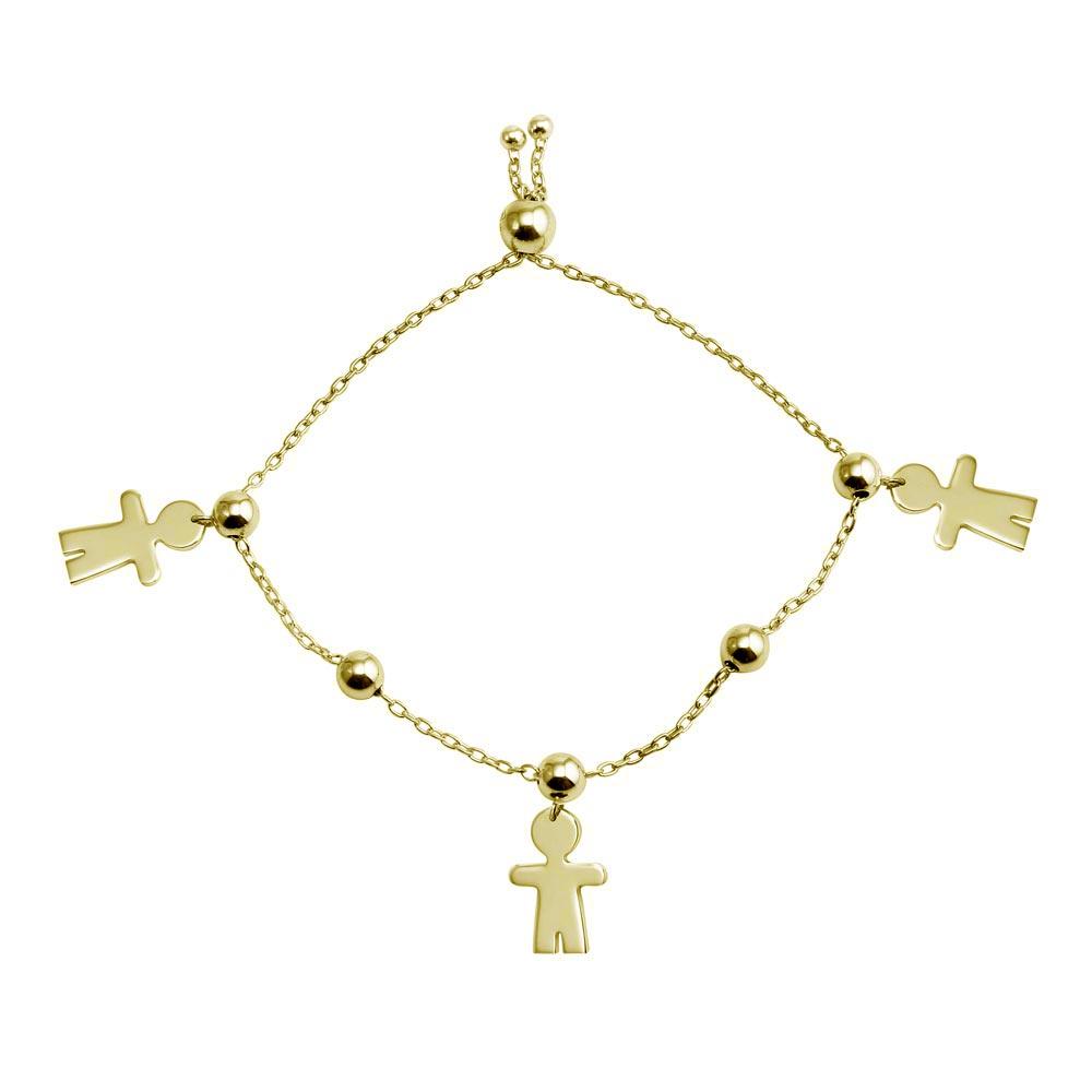 Gold Plated 925 Sterling Silver Boy Charm Lariat Bracelet - DIB00068GP