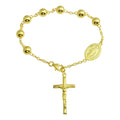 Gold Plated 925 Sterling Silver Rosary Bracelet - DIB00070GP