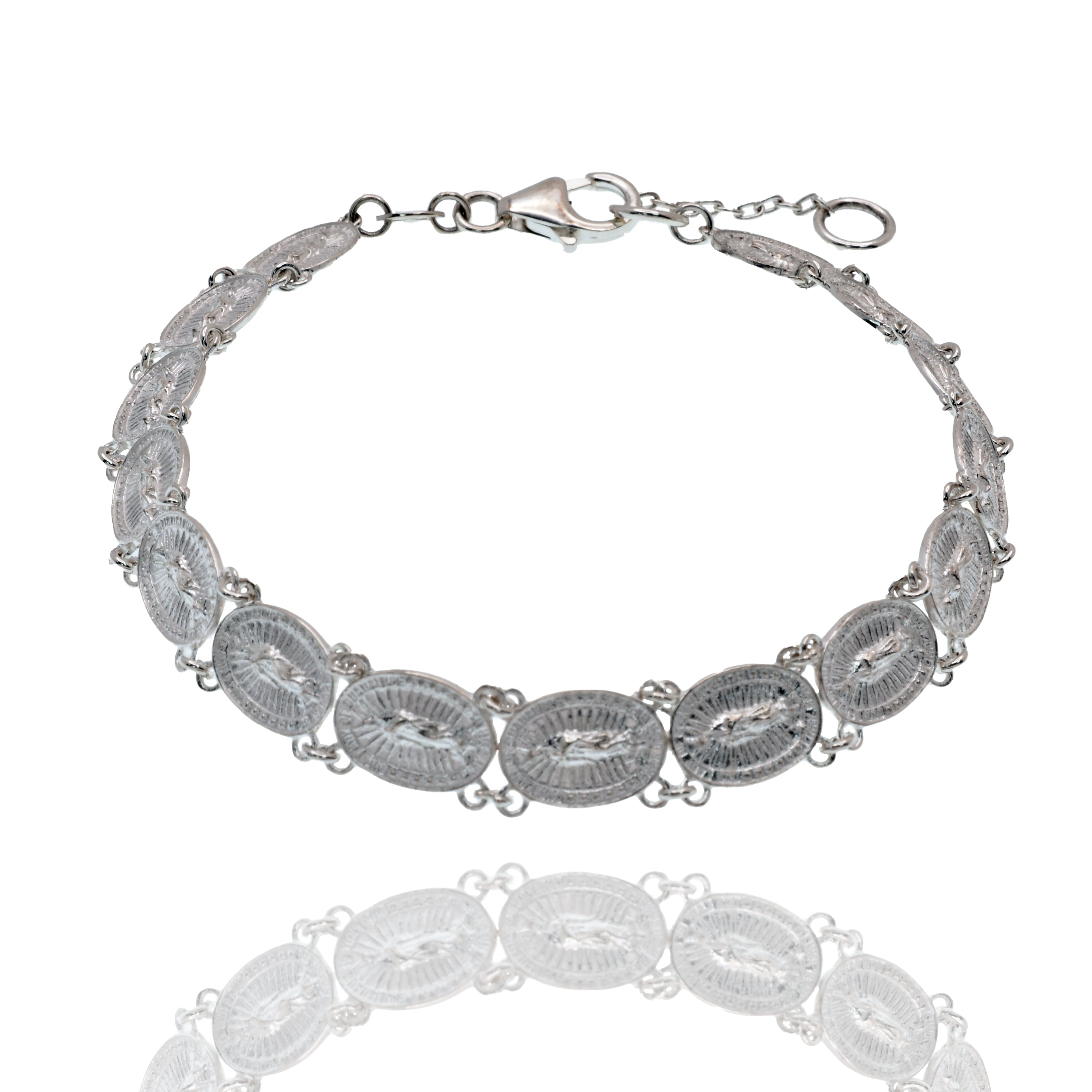 High Polished 925 Sterling Silver Our Lady of Guadalupe 7.5mm Link Adjustable Bracelet - DIB00087