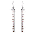 Rhodium Plated 925 Sterling Silver Dangling Tassel Earrings with Purple Beads - DIE00005RH-AM