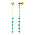Gold Plated 925 Sterling Silver Bead Chain with Dropped Turquoise Beads - DIE00007GP