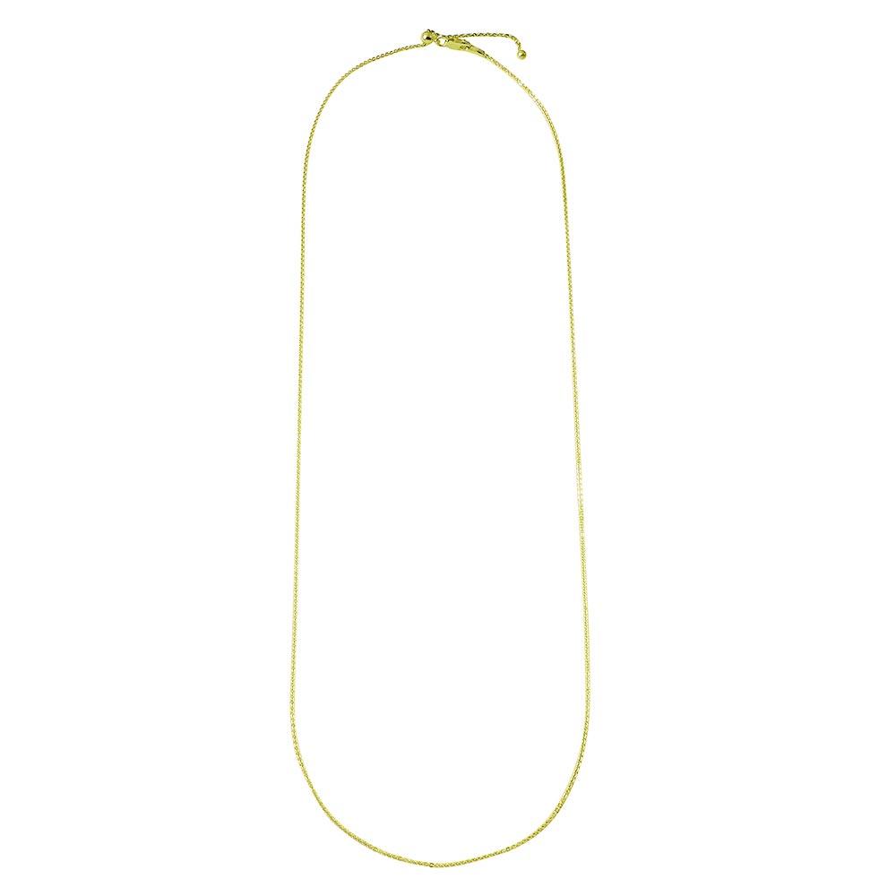 Gold Plated 925 Sterling Silver Flat Rolo Slider Adjustable Chain Necklace - DIN00013GP