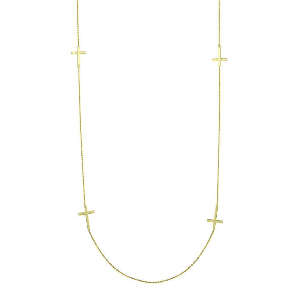 Gold Plated 925 Sterling Silver Cross Chain Necklace - DIN00016GP