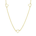 Gold Plated 925 Sterling Silver 5 Open Heart Necklace - DIN00018GP