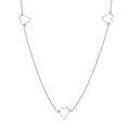Rhodium Plated 925 Sterling Silver 5 Open Heart Necklace - DIN00018RH