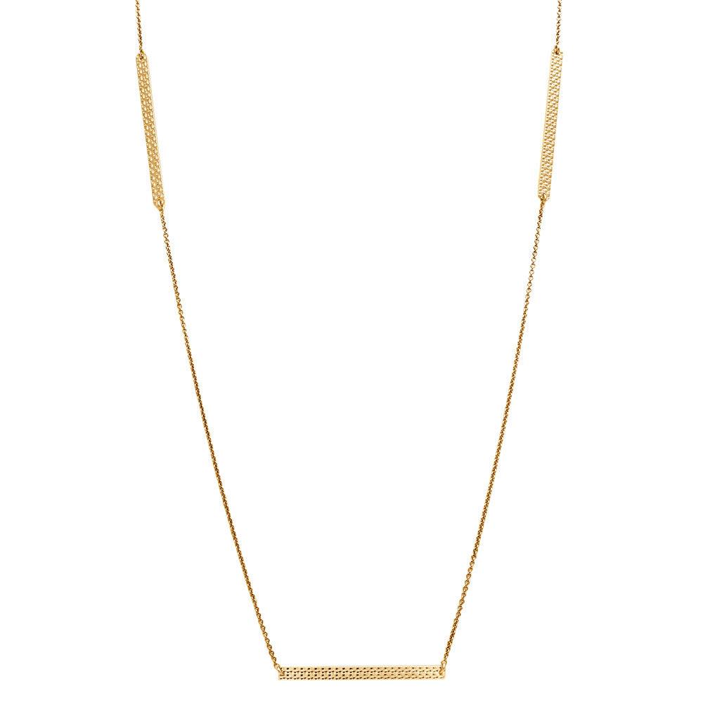 Gold Plated 925 Sterling Silver Diamond Cut Bars Necklace - DIN00019GP