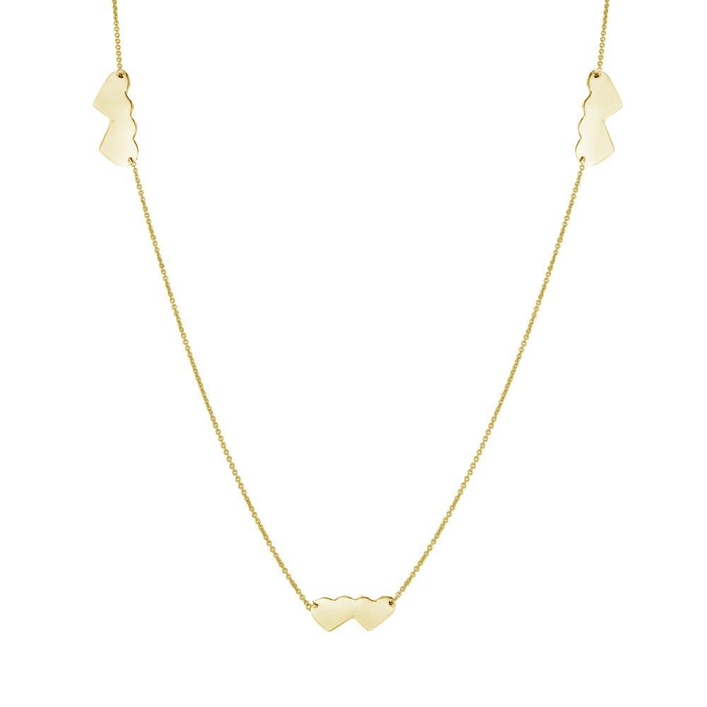 Gold Plated 925 Sterling Silver Double Heart Necklace - DIN00020GP