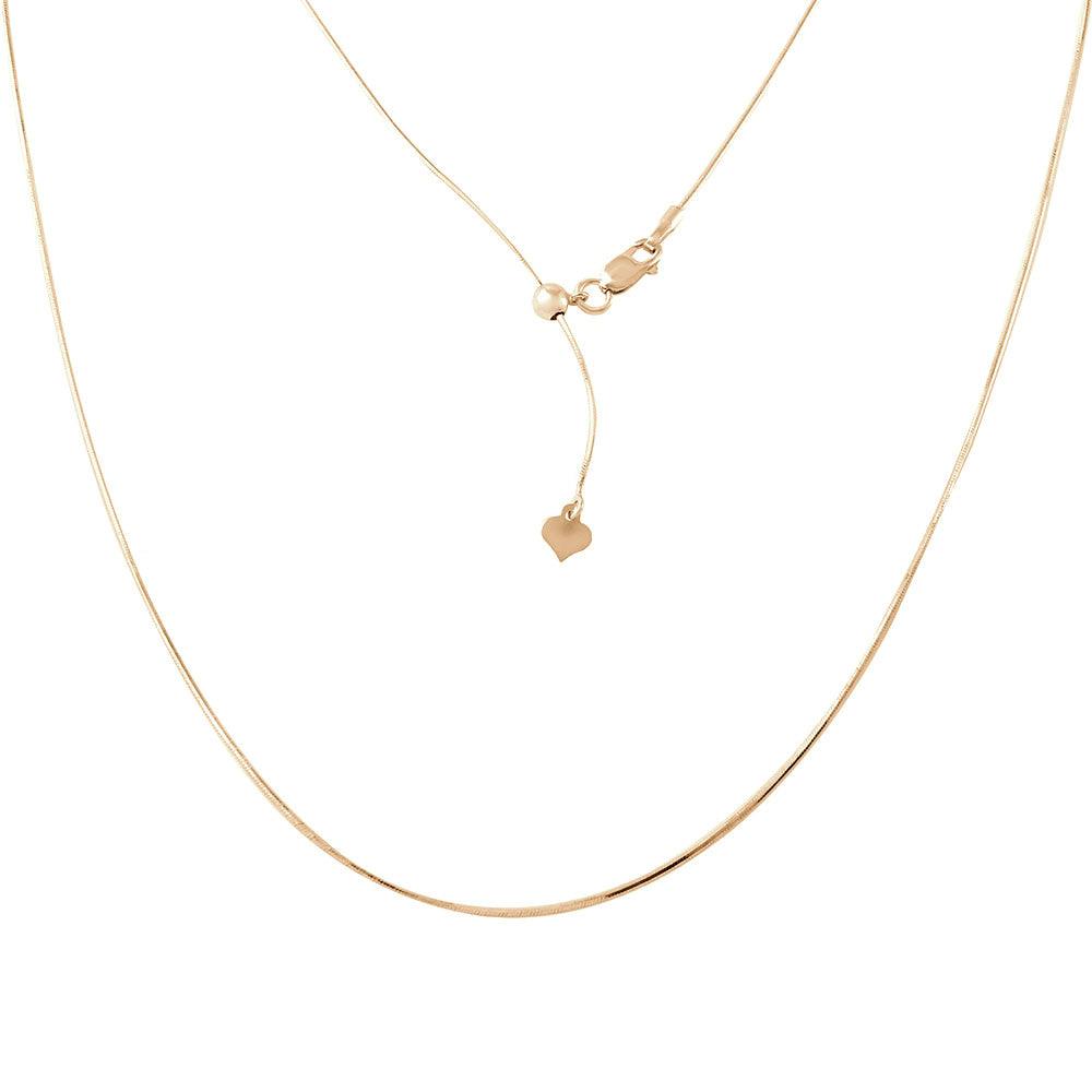 Silver 925 Gold Plated Adjustable Snake Square Slider Chain with Bead - DIN00027GP