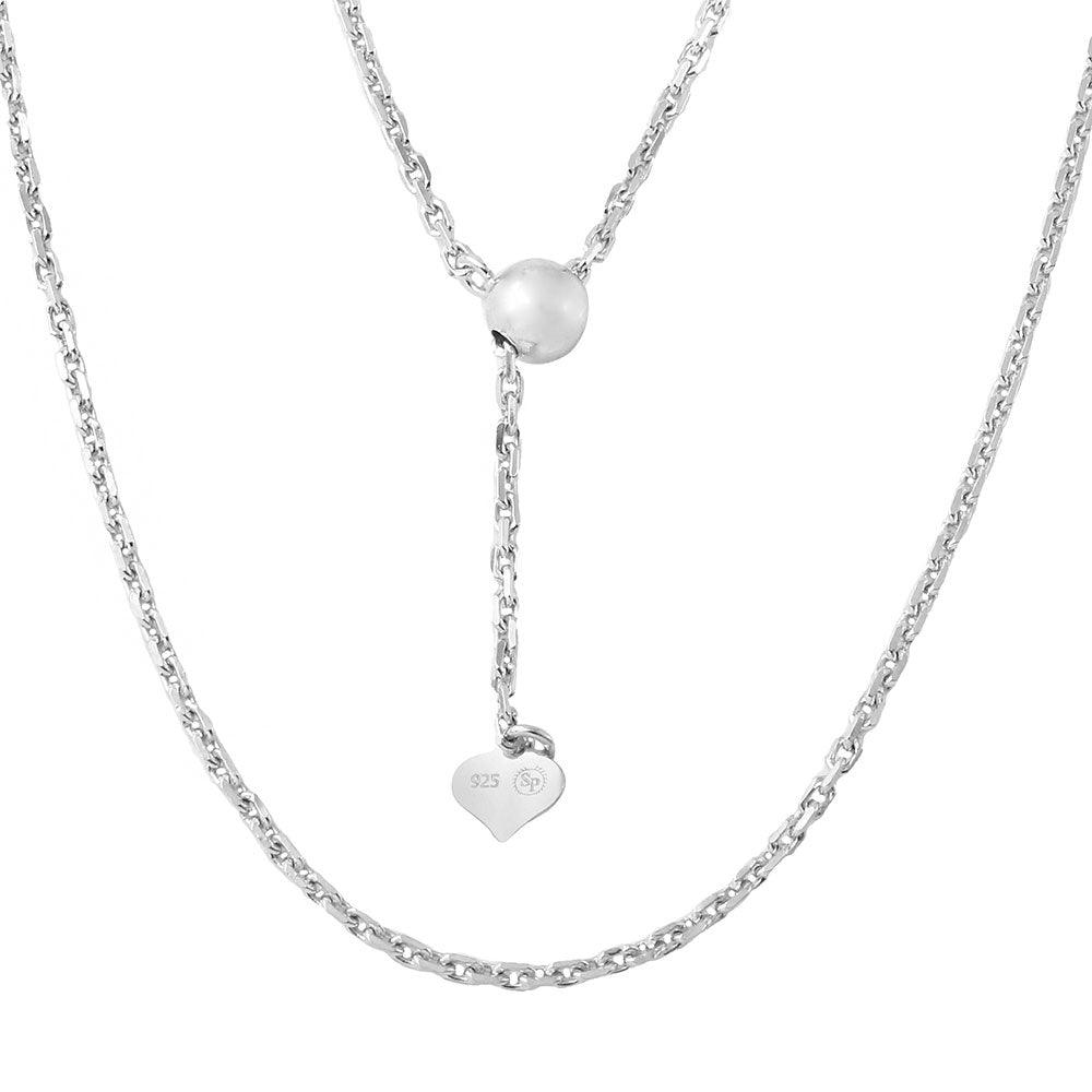 Silver 925 Rhodium Plated Adjustable Diamond Cut Anchor Slider Chain - DIN00028RH