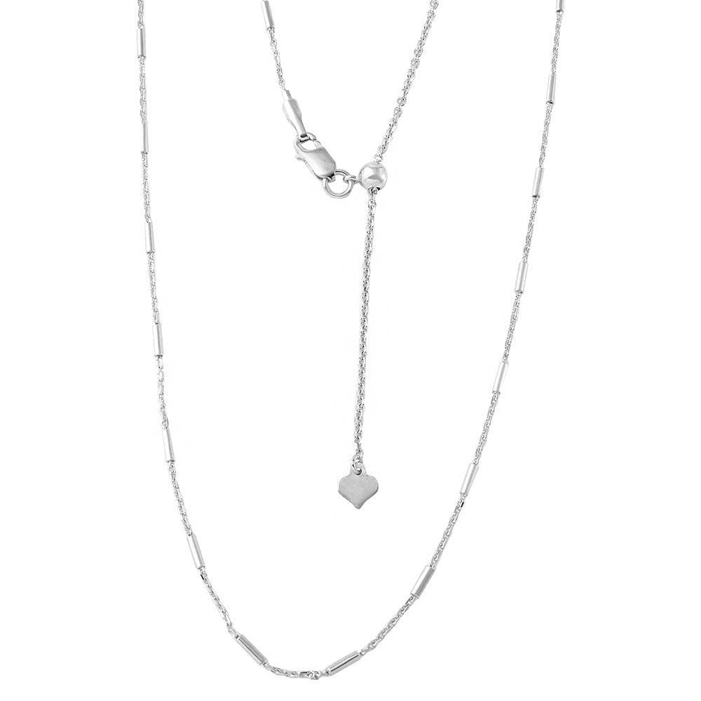 Silver 925 Rhodium Plated Adjustable Bar Slider Chain - DIN00030RH