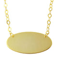 Silver 925 Gold Plated Large Oval Disc Necklace - DIN00033GP