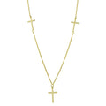 Silver 925 Gold Plated 3 Crosses Necklace - DIN00046GP