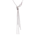 Rhodium Plated 925 Sterling Silver Adjustable Lariat Necklace with Tassel End - DIN00059RH