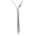 Rhodium Plated 925 Sterling Silver Adjustable Multi Strands Beaded Drop Slider Chain - DIN00062RH