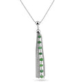 Rhodium Plated 925 Sterling Silver Bead Chain with Dropped Emerald Bead Necklace - DIN00068RH-EM