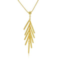 Gold Plated 925 Sterling Silver Bead Chain with Dropped Matte Gold Plated Bar Necklace - DIN00073GP