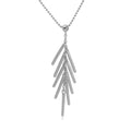 Rhodium Plated 925 Sterling Silver Bead Chain with Dropped Matte Rhodium Plated Bar Necklace - DIN00073RH
