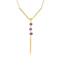 Gold Plated 925 Sterling Silver DC Bead Chain with Dangling Purple Beads - DIN00074GP-AM