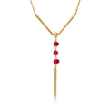 Gold Plated 925 Sterling Silver DC Bead Chain with Dangling Red Beads - DIN00074GP-GR
