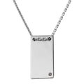 Rhodium Plated 925 Sterling Silver Engravable Rectangular Shaped Necklace with Diamond - DIN00075RH