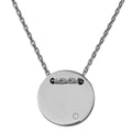 Rhodium Plated 925 Sterling Silver Engravable Circle Necklace with CZ - DIN00080RH