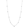 Rhodium Plated 925 Sterling Silver Dangling Circle Confetti Long Necklace - DIN00084RH