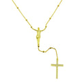 Gold Plated 925 Sterling Silver Crucifix Rosary Necklace - DIN00094GP
