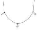 Rhodium Plated 925 Sterling Silver I Heart U Charm Slider Necklace - DIN00101RH