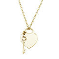 Gold Plated 925 Sterling Silver Heart With Key Necklace - DIN00105GP