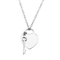 Rhodium Plated 925 Sterling Silver Heart With Key - DIN00105RH