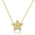 Gold Plated 925 Sterling Silver Engravable Star Shaped Necklace with CZ - DIN00079GP