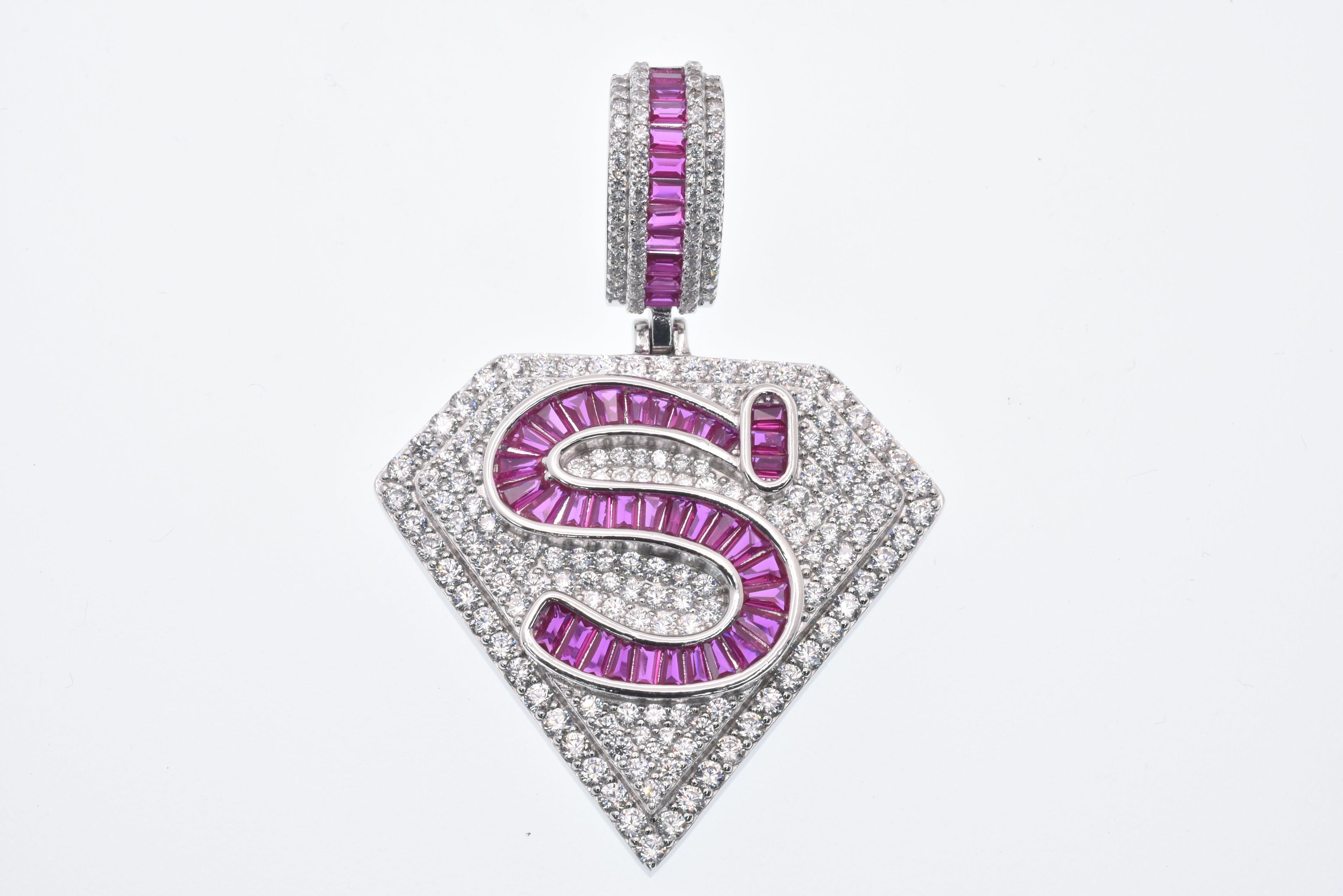 DO NOT ACTIVATE - Rhodium Plated 925 Sterling Silver "S" 36mm x 33mm Pendant - SLP00477