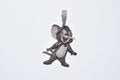 DO NOT ACTIVATE - Rhodium Plated 925 Sterling Silver Cartoon Cat CZ Studded 30mm x 41mm Pendant - SLP00480