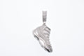 Rhodium Plated 925 Sterling Silver Basketball Shoes 11's Baguette and Round CZ 31mm x 19.2mm Pendant - SLP00450RH