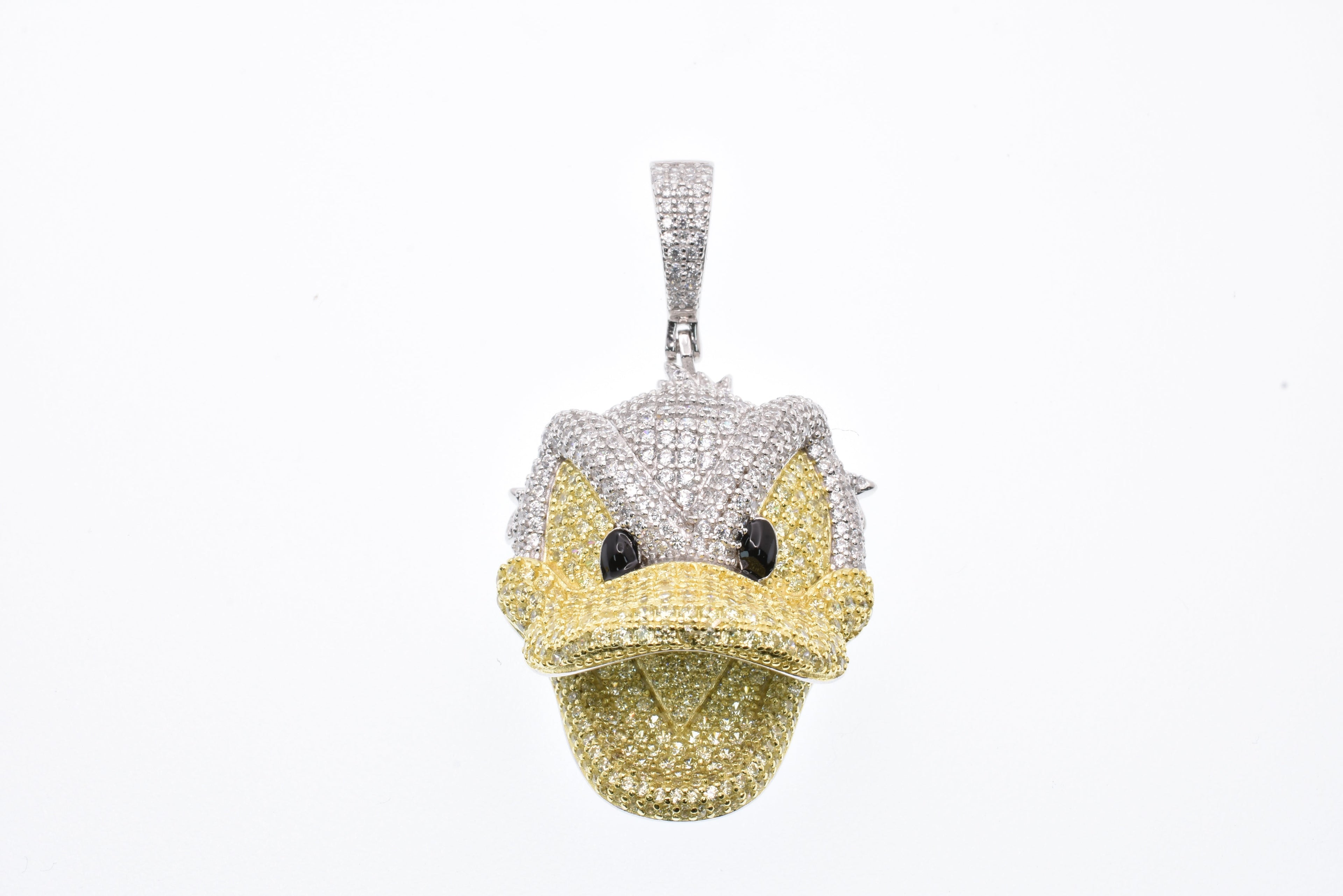 Rhodium and Gold Plated 925 Sterling Silver Duck CZ 24.9mm x 30.9mm Pendant - SLP00320