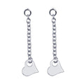 Rhodium Plated 925 Sterling Silver Drop Heart Earrings - DSE00004