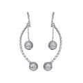 Rhodium Plated 925 Sterling Silver Ball and Rope Earrings - DSE00039
