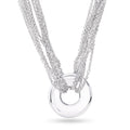 Silver 925 Rhodium Plated Open Black Circle Necklace - DSN00001