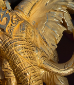 War elephant gold pendant, view showing the body cut through between the legs