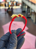 Dragon Wrapped on Red String Bracelet in solid 10K-24K gold