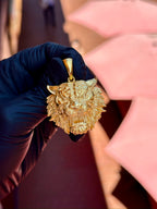 Tiger Face Pendant in solid 10K-24K gold