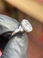 Marquise and Round Accent Hidden Halo Engagement Ring