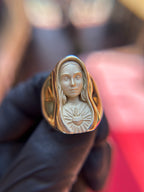 Immaculate Heart of Virgin Mary Ring in solid 10K-24K gold