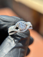 Twisted Pavé Solitaire Engagement Ring
