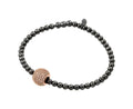 Silver 925 Black Rhodium and Rose Gold Plated Ball Multiple Clear CZ Inlay Bracelet - ECB00033BR