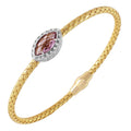 Silver 925 Gold Plated Twisted Purple CZ Stone Bangle Bracelet - ECB00039YA
