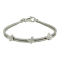 Rhodium Plated 925 Sterling Silver Double Strand Butterfly Bracelet - ECB00056RH