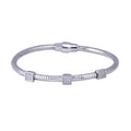 Rhodium Plated 925 Sterling Silver Square CZ Magnetic Lock Bracelet - ECB00066RH